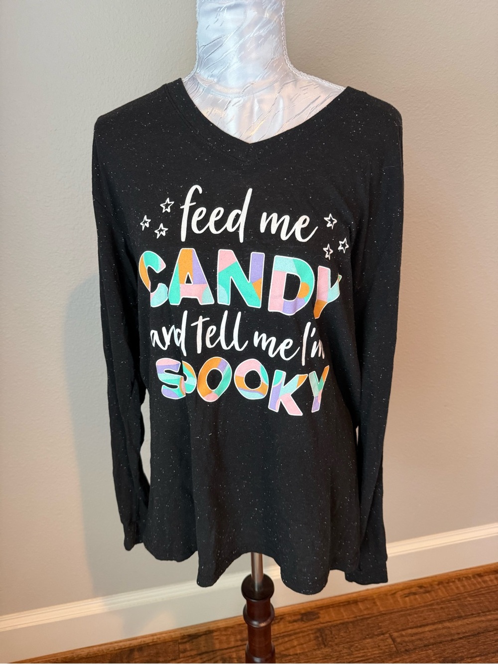 Black Halloween 'Feed Me Candy and Tell Me I'm Spooky' Long Sleeve Top